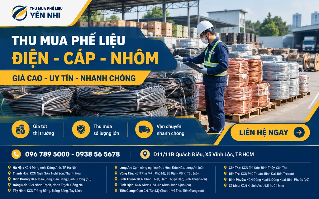 Các loại dây cáp điện phế liệu được phân loại tại kho trước khi thu gom
