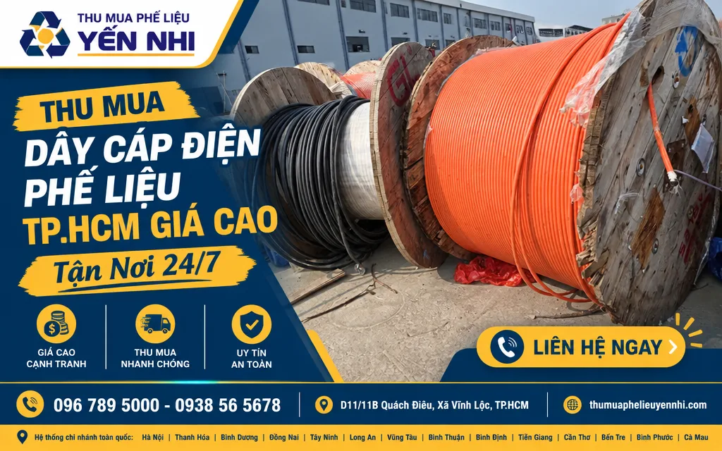 Nhân viên cân dây cáp phế liệu công khai với đại diện bên bán tại nhà xưởng