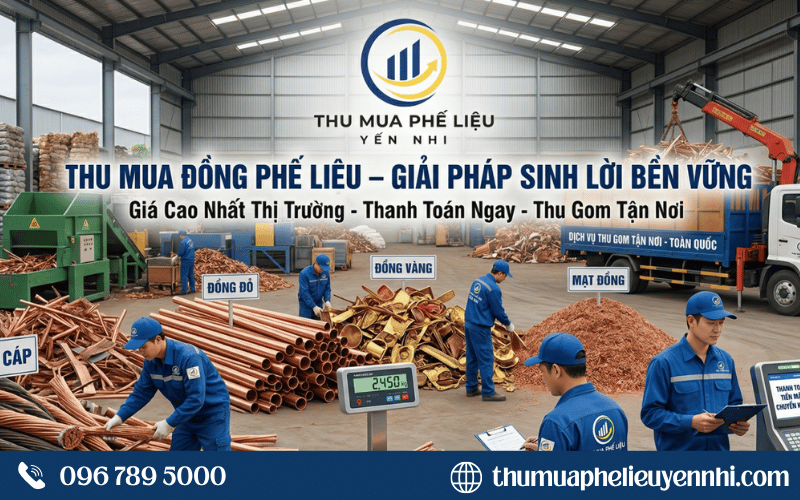 Nhân viên Yến Nhi thu mua phế liệu kiểm tra trọng lượng minh bạch, kỹ càng